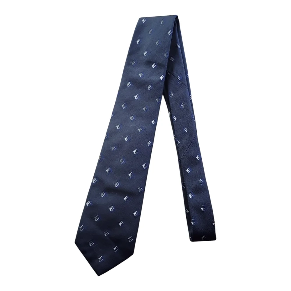 Vintage Polo Ralph Lauren Navy Geometric Silk Tie Made in USA Hand Sewn